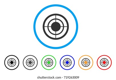 Target rounded icon. Style is a flat target grey symbol inside light blue circle with black, gray, green, blue, red, orange variants. Vector designed for web and software interfaces.