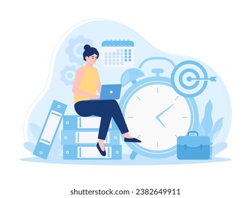 Target scheduling of working hours trending concept flat illustration