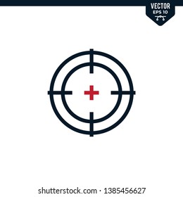 Target scope icon collection in glyph style, solid color vector