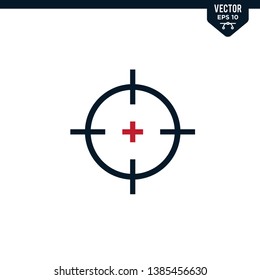Target scope icon collection in glyph style, solid color vector