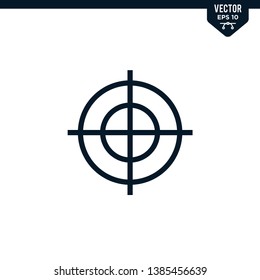 Target scope icon collection in glyph style, solid color vector
