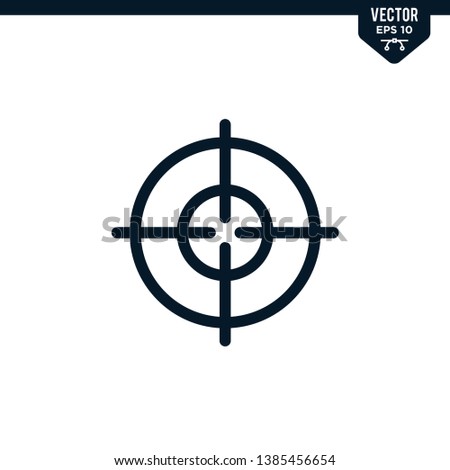 Target scope icon collection in glyph style, solid color vector