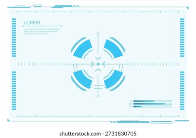 Zielbildschirm. Blaues Neon-Hud-Zielelement