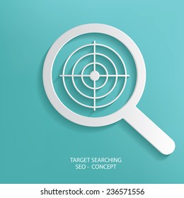 Target searching symbol on blue background,clean vector