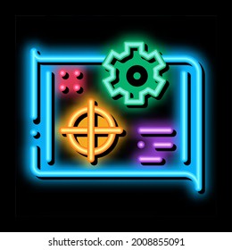 Zielselektion Neon Leuchtzeichen Vektor. Leuchtendes Symbol-Zielselektionszeichen. transparente Symbolillustration