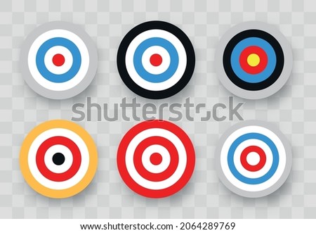Target set icon. Target vector icons. Goal.Set of goals. Targets different shapes and color. Archery target. Vector illustration