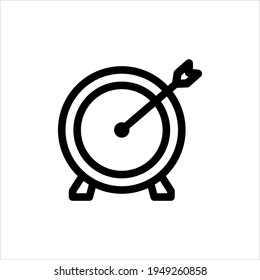 Target set icon. Vector sign. Target, Archery, Arrow, Board Flat Color Icon. Target with arrow, standing on a tripod. Goal achieve concept. Vector illustration isolated on white background