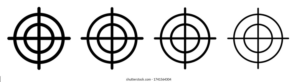 Conjunto de iconos de destino. Colección de foco de destino.Diseñar iconos de objetivo aislados.Conjunto de símbolos de francotirador diferentes aislados.Vector.EPS 10