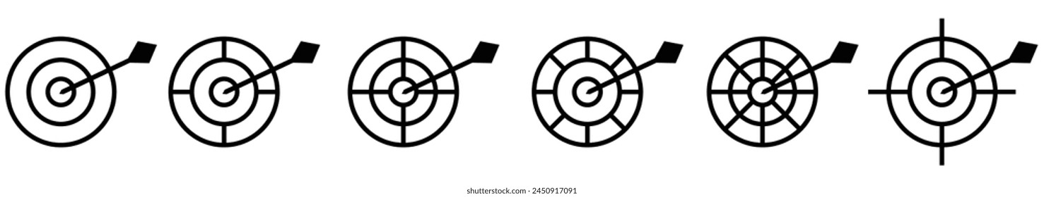 Target set icons set. Focus target collection. Aim icons design isolated. Set of different sniper. Vector Illustration.