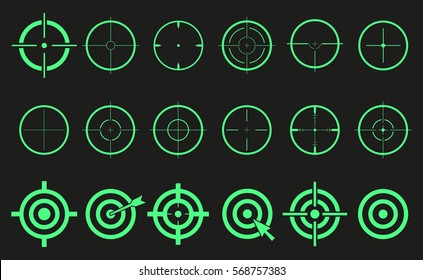 Target set icons sight sniper symbol isolated, crosshair and aim vector illustration stylish for web design EPS10
