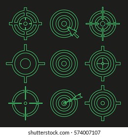 Target set icons sight sniper symbol isolated, crosshair and aim vector illustration stylish for web design EPS10