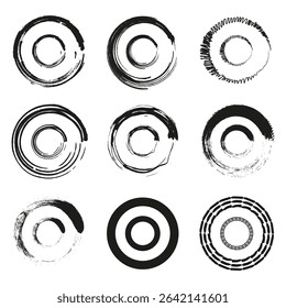 Target shape icon. Bullseye vector forms. Circular abstract symbols. Monochrome outline design.