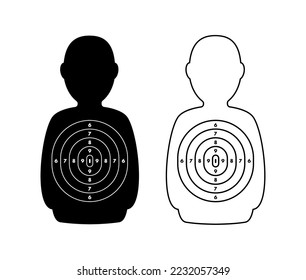 Target shoot. Silhouette of human, man. Vector stock illustration.