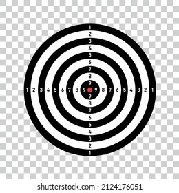 Target for shooting board. Circles and numbers for training in gun shooting sheet. Blank for game. Vector