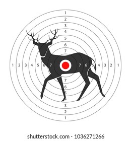 Target for shooting gallery with deer black silhouette