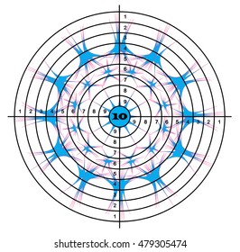 Target shooting on background of snowflake