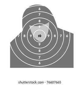 The target for shooting practice at a shooting range with a pistol