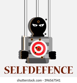 target shooting selfdefence concept vector poster