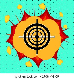 Target for shooting sign, pop art explosion, vector illustration for design
