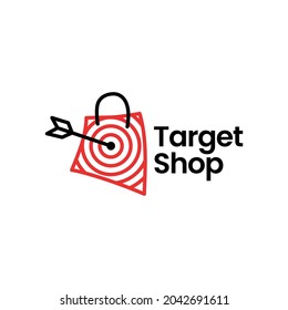 Target Shop Market Shopping Bag Arrow Logo Vector Icon Illustration