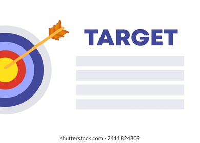 Target sign. Flat, color, darts icon, arrow inside the darts, target sign. Vector illustration