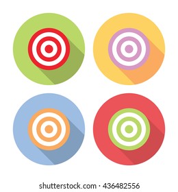 Target Sign Goal Flat Style Design Icons Set