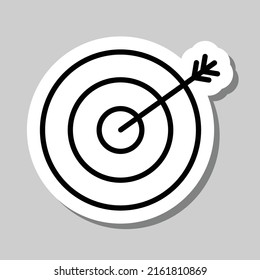 Target Simple Icon Vector. Flat Design. Sticker With Shadow On Gray Background.ai