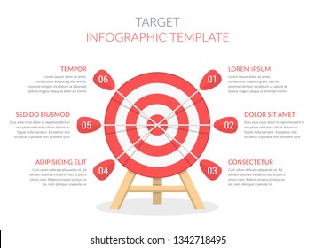 Target with six arrows, infographic template, vector eps10 illustration