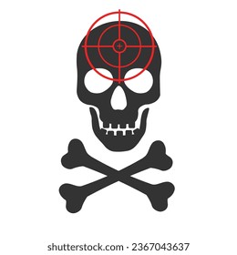 Icono de cráneo de destino. Captura de cabeza con ilustración del vector craneal.