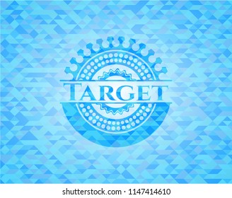 Target sky blue emblem. Mosaic background