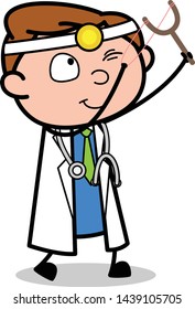 Target with Slingshot - Professional Cartoon Doctor Vector Illustration
