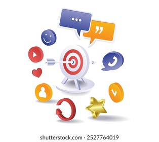 Target social media marketing technology isometric illustration