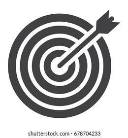 Target solid icon, business and dartboard, vector graphics, a glyph pattern on a white background, eps 10.