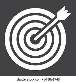 Target solid icon, business and dartboard, vector graphics, a glyph pattern on a black background, eps 10.
