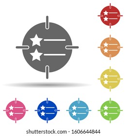 Target, stars, scope of activities in multi color style icon. Simple glyph, flat vector of business icons for ui and ux, website or mobile application