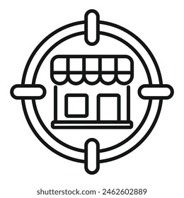 Target store locator icon outline vector. Global find near. Road shop