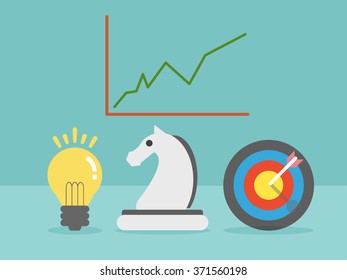 Target strategy. Goal success. Flat design for business financial marketing banking advertisement office people property in minimal concept cartoon illustration.