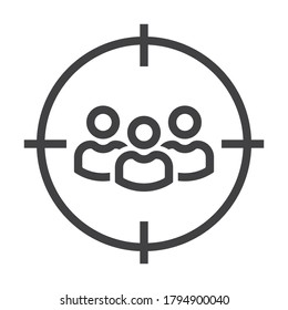 Target strategy marketing icon. Business symbol of human resources, focus group, public relations, market and audience