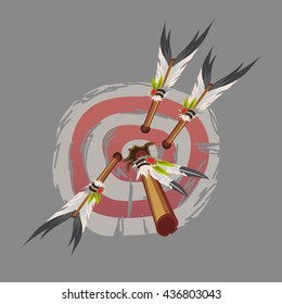 The target is struck by the arrows of the indian. Vector.