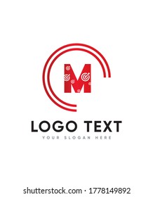 Logo-Vorlage für Zielbriefe vom Typ M, Vektorlogo für Unternehmen und Firmenidentität 