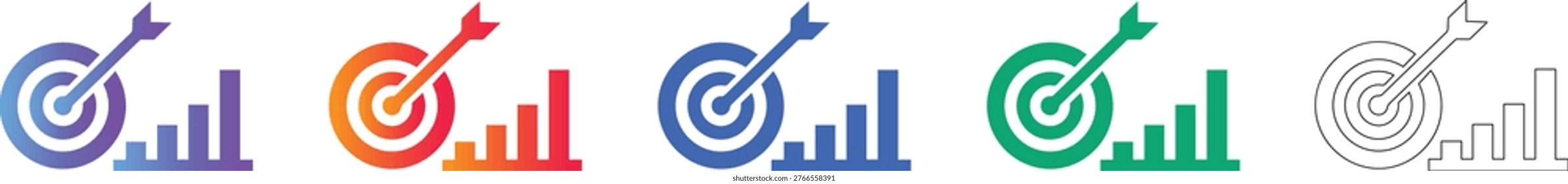 Target Success and Analytics Icons icon set vol 060