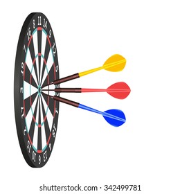 Target. Success concept. 3d illustration dart board with arrows in center