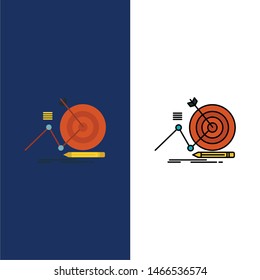 Target, Success, Goal, Focus  Icons. Flat and Line Filled Icon Set Vector Blue Background. Vector Icon Template background