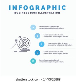 Target, Success, Goal, Focus Line icon with 5 steps presentation infographics Background