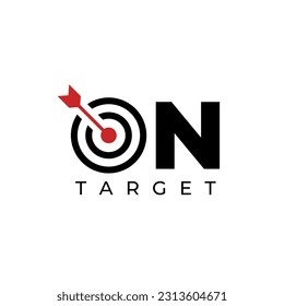 Target, success, goal logo vector design. Black circle with red arrow