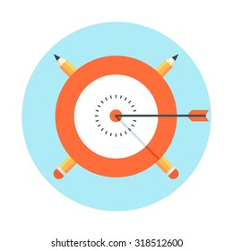 Target, success theme, flat style, colorful, vector icon set for info graphics, websites, mobile and print media.