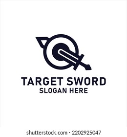 Target Sword with line art style logo design inspiration.