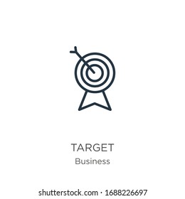 Target symbol icon. Thin linear target symbol outline icon isolated on white background from business collection. Line vector sign, symbol for web and mobile