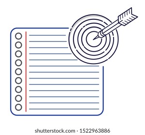 Target symbol in a notebook with darts