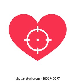 El símbolo objetivo en la forma del corazón Concepto de esfuerzo por el amor